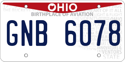 OH license plate GNB6078