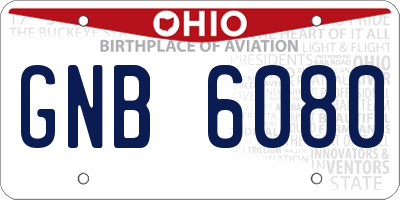 OH license plate GNB6080