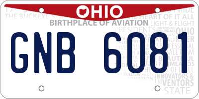 OH license plate GNB6081