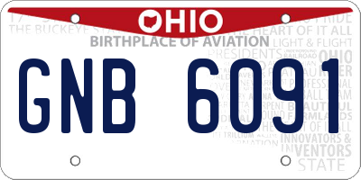 OH license plate GNB6091