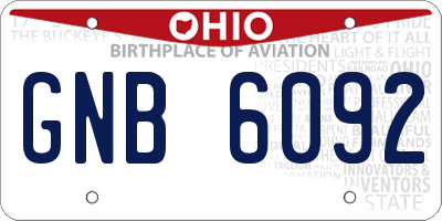 OH license plate GNB6092