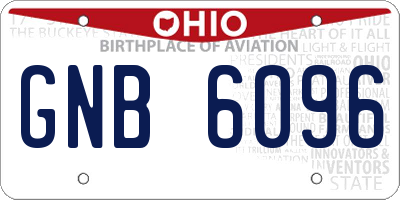 OH license plate GNB6096