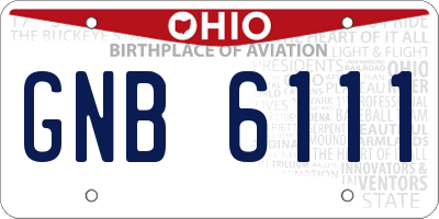 OH license plate GNB6111