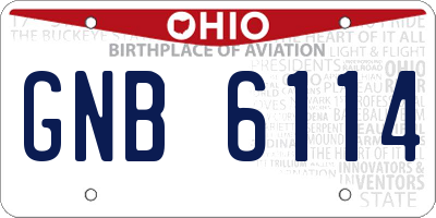OH license plate GNB6114