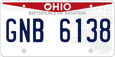 OH license plate GNB6138