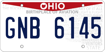OH license plate GNB6145