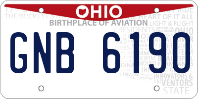 OH license plate GNB6190