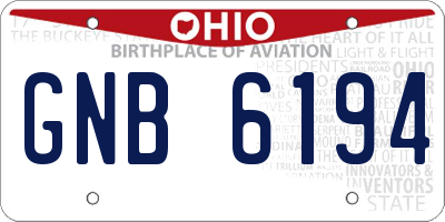 OH license plate GNB6194