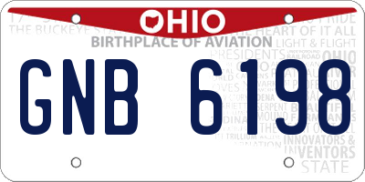 OH license plate GNB6198