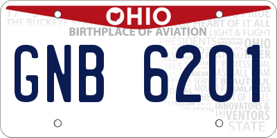 OH license plate GNB6201