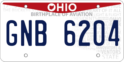 OH license plate GNB6204