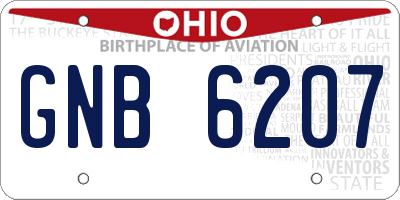 OH license plate GNB6207