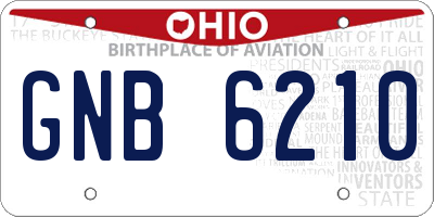 OH license plate GNB6210