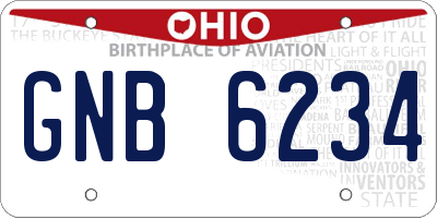 OH license plate GNB6234