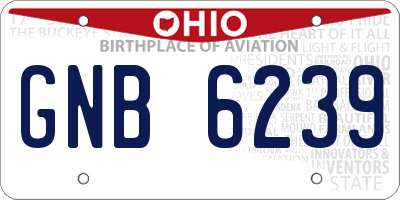 OH license plate GNB6239