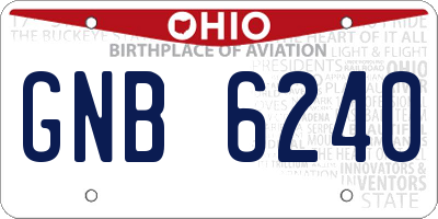 OH license plate GNB6240