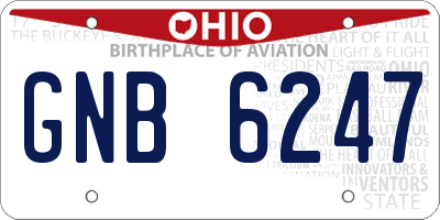 OH license plate GNB6247
