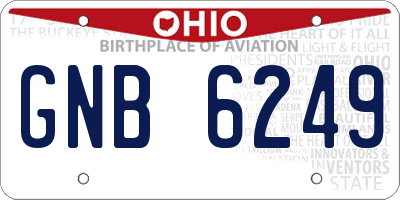 OH license plate GNB6249