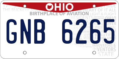 OH license plate GNB6265