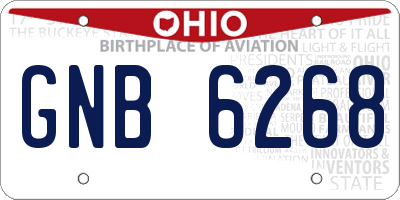 OH license plate GNB6268
