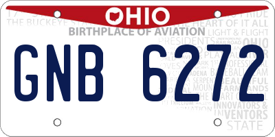 OH license plate GNB6272