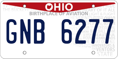OH license plate GNB6277