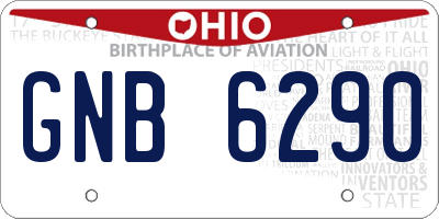 OH license plate GNB6290