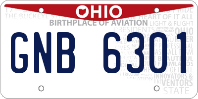OH license plate GNB6301