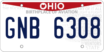 OH license plate GNB6308