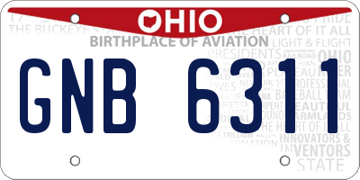 OH license plate GNB6311