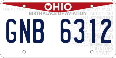 OH license plate GNB6312