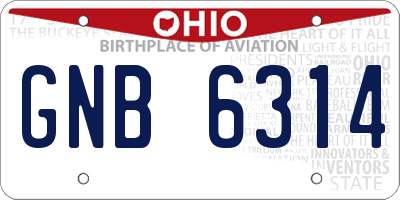 OH license plate GNB6314