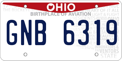 OH license plate GNB6319