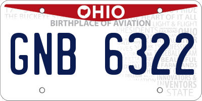 OH license plate GNB6322