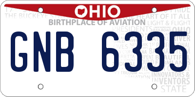OH license plate GNB6335