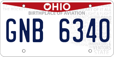 OH license plate GNB6340