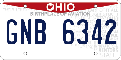 OH license plate GNB6342