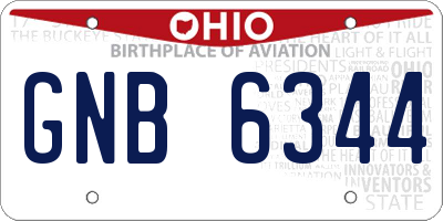 OH license plate GNB6344