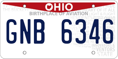 OH license plate GNB6346