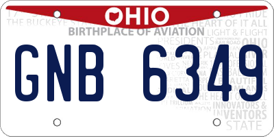 OH license plate GNB6349