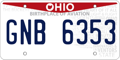 OH license plate GNB6353