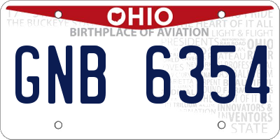 OH license plate GNB6354