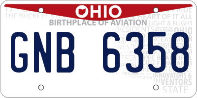 OH license plate GNB6358