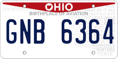 OH license plate GNB6364