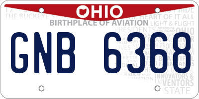 OH license plate GNB6368