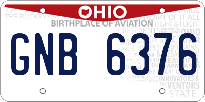 OH license plate GNB6376