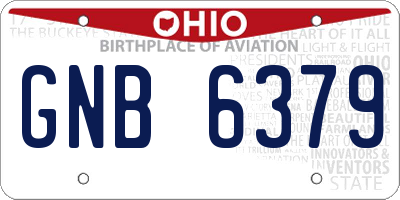 OH license plate GNB6379