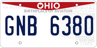OH license plate GNB6380