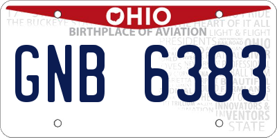 OH license plate GNB6383