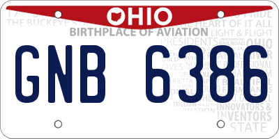 OH license plate GNB6386